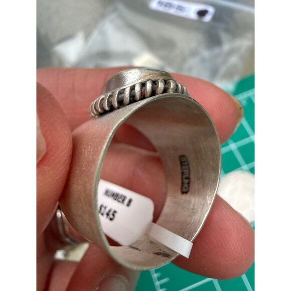 Artisan Sterling Silver Number 8 Turquoise Ring 10 Wide Cigar Band Southwest Nwt - Picture 9 of 9